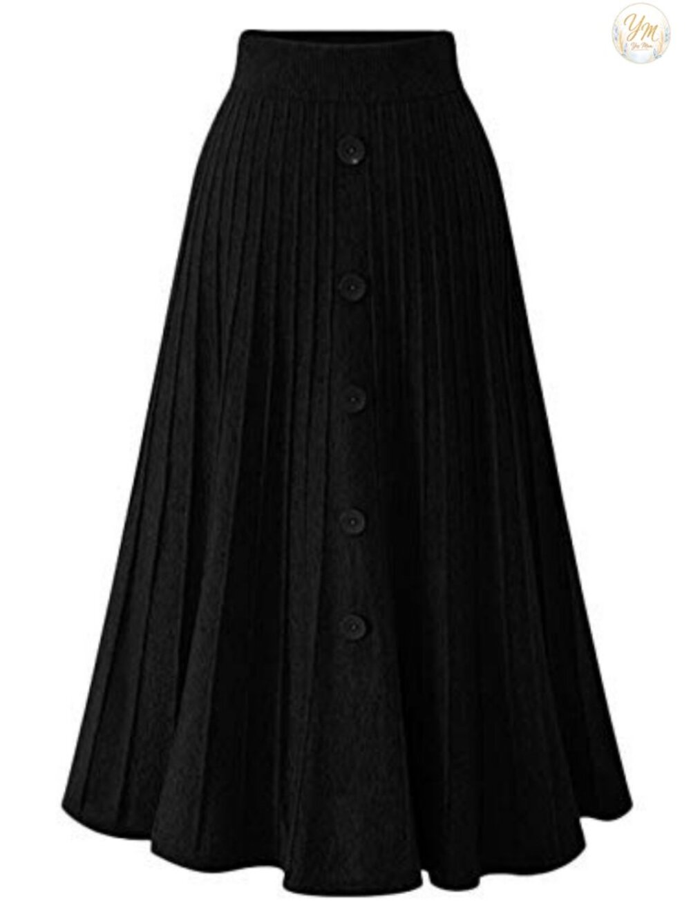 High Waist A-Line Pleated Knitted Skirt Viscose Nylon Blend Winter Fall